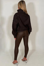 Denim Bomber Jacket Brown