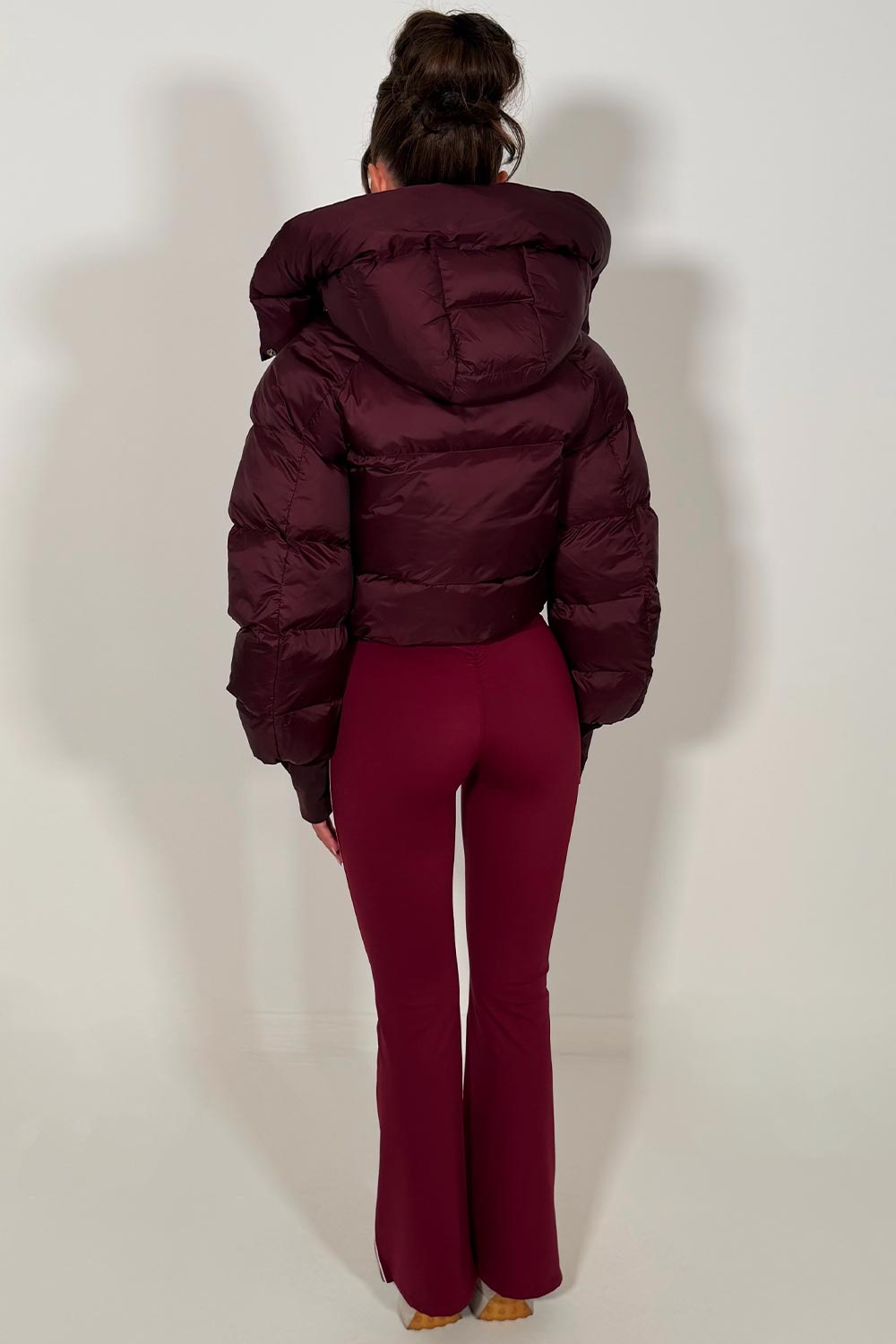 Burgundy Puffer Padded Jacket With Hood