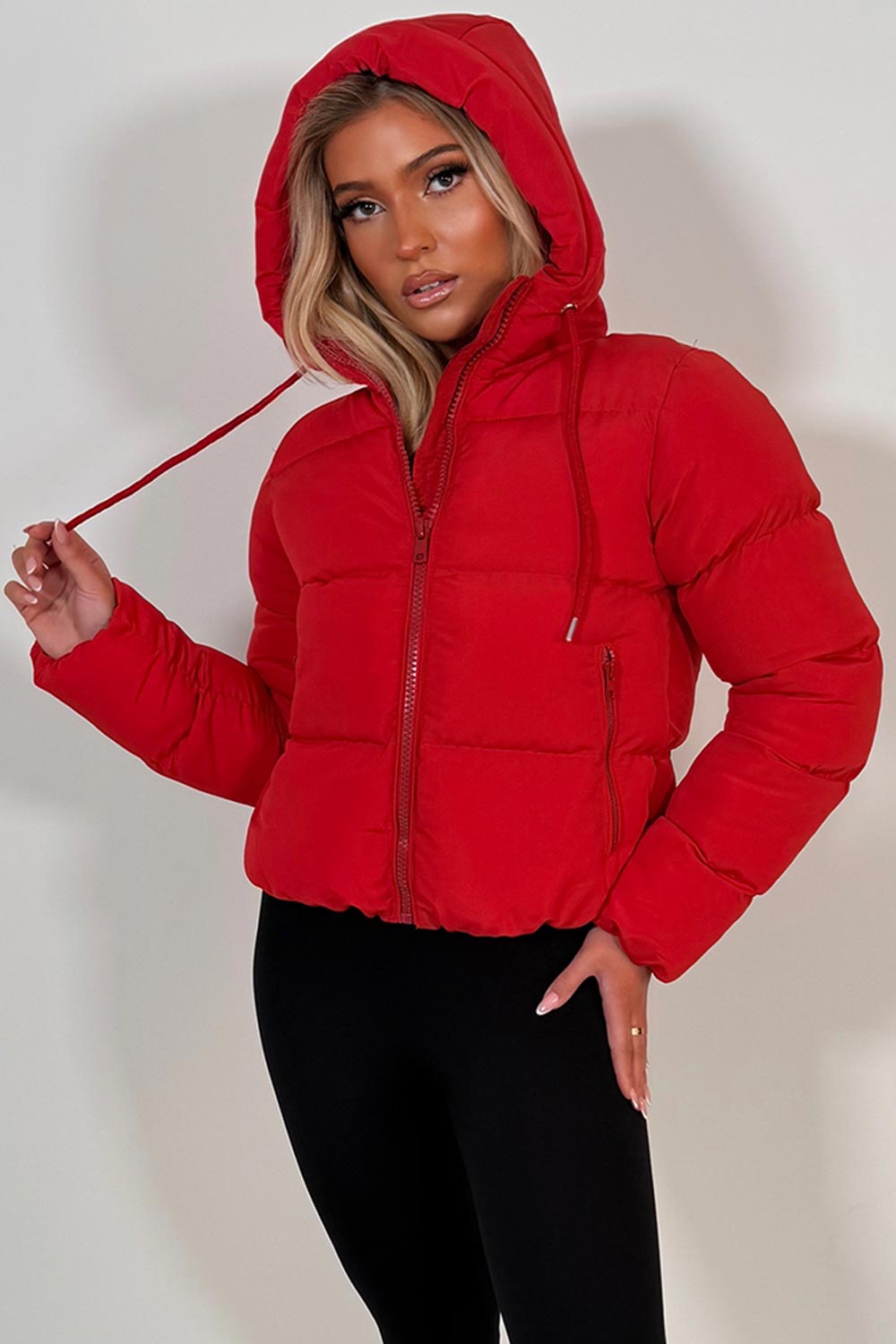 Hooded Puffer Jacket Red