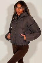 Hooded Puffer Jacket Brown