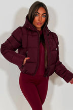 Hooded Puffer Jacket Burgundy