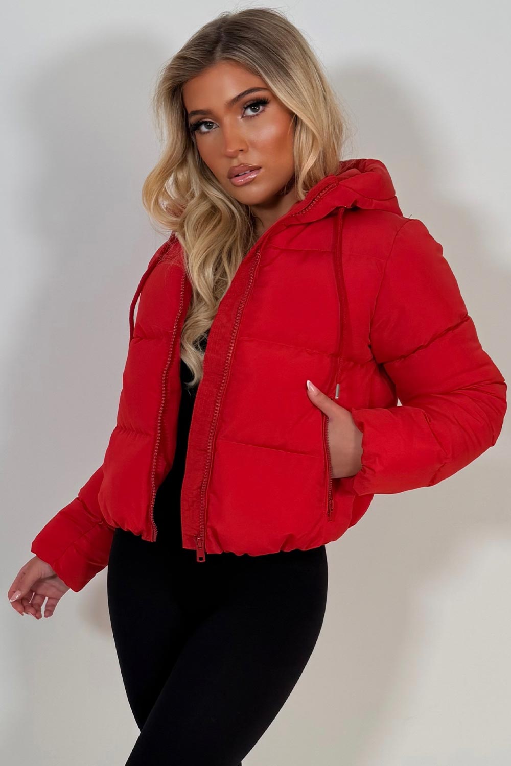 Hooded Puffer Jacket Red