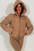 Hooded Puffer Jacket Beige