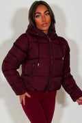 Hooded Puffer Jacket Burgundy