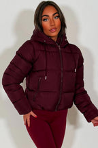 Hooded Puffer Jacket Burgundy