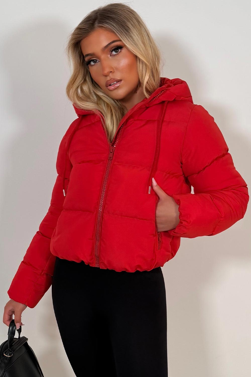 Hooded Puffer Jacket Red
