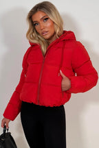 Hooded Puffer Jacket Red