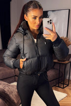 Puffer Jacket With Hood Black