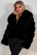 Black Faux Fur Coat With Collar