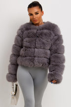 Faux Fur Bubble Coat Grey