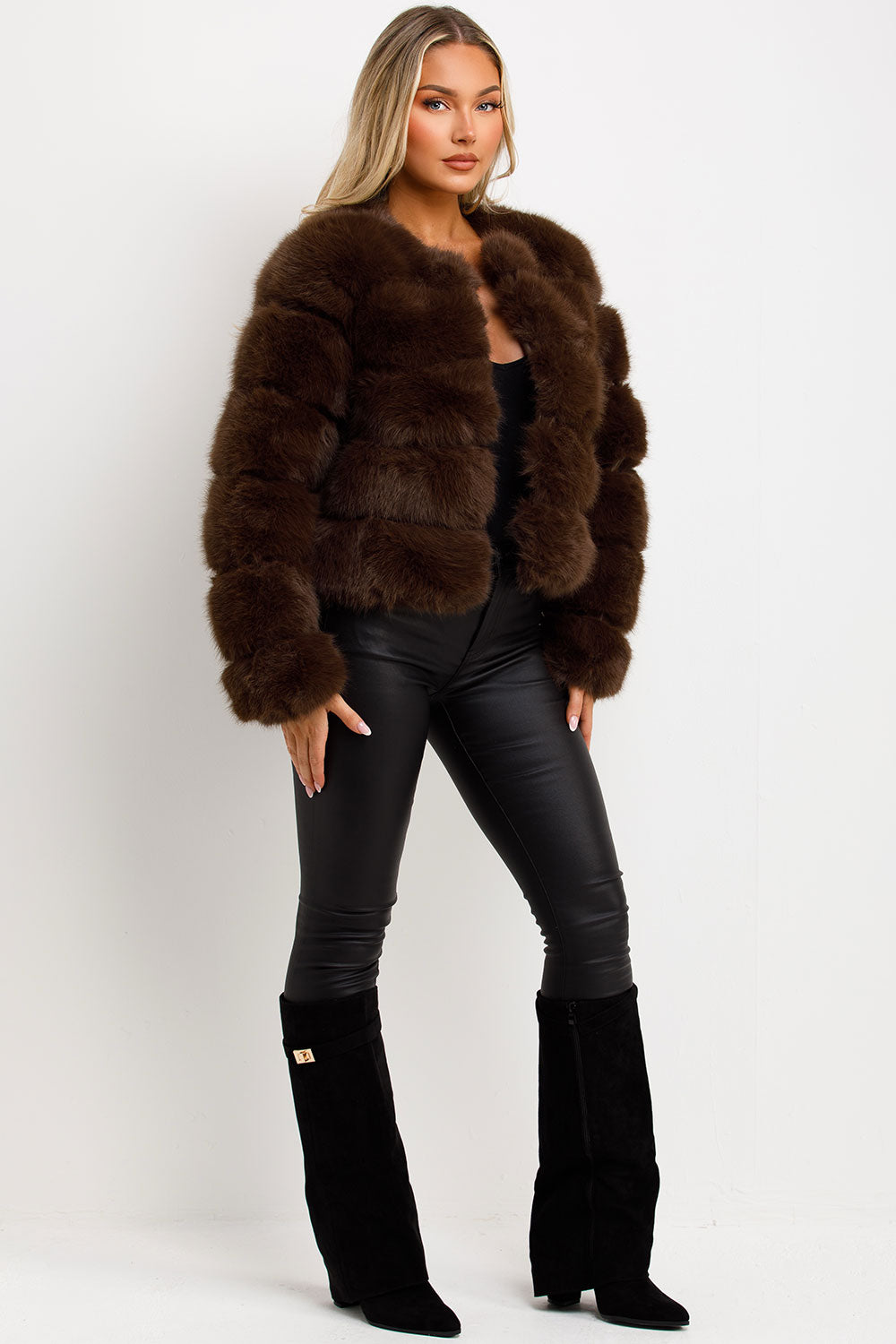Brown Faux Fur Bubble Coat