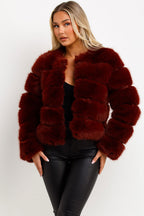 Faux Fur Bubble Coat Burgundy