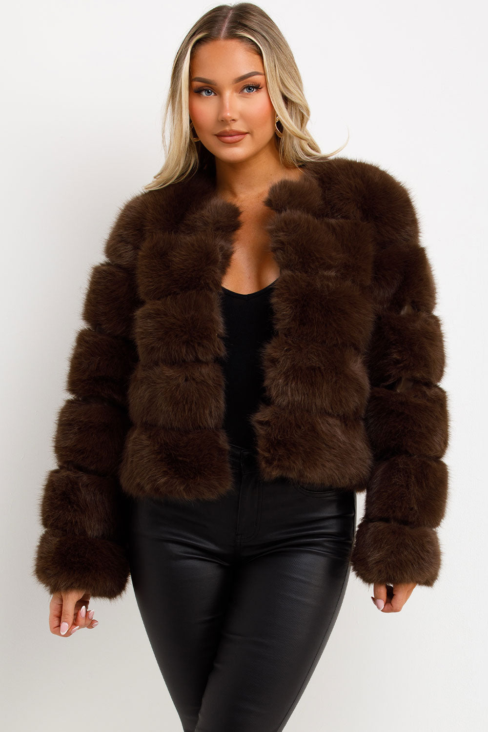 Brown Faux Fur Bubble Coat