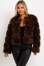 Brown Faux Fur Bubble Coat
