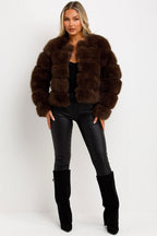 Brown Faux Fur Bubble Coat