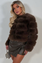 Brown Faux Fur Bubble Coat