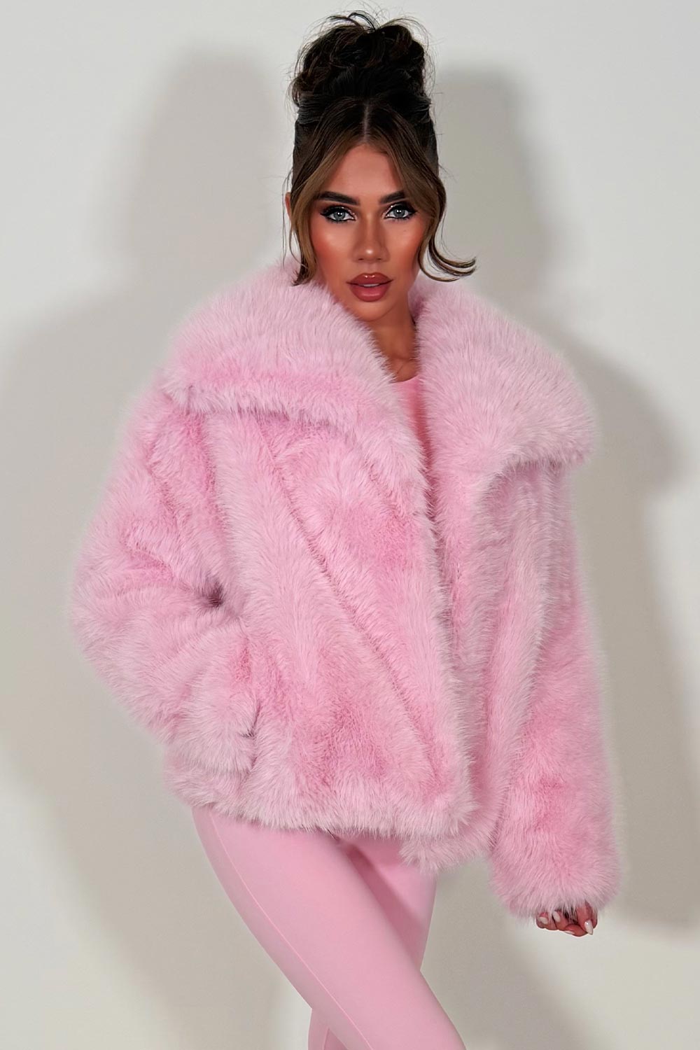 Faux Fur Jacket Baby PInk