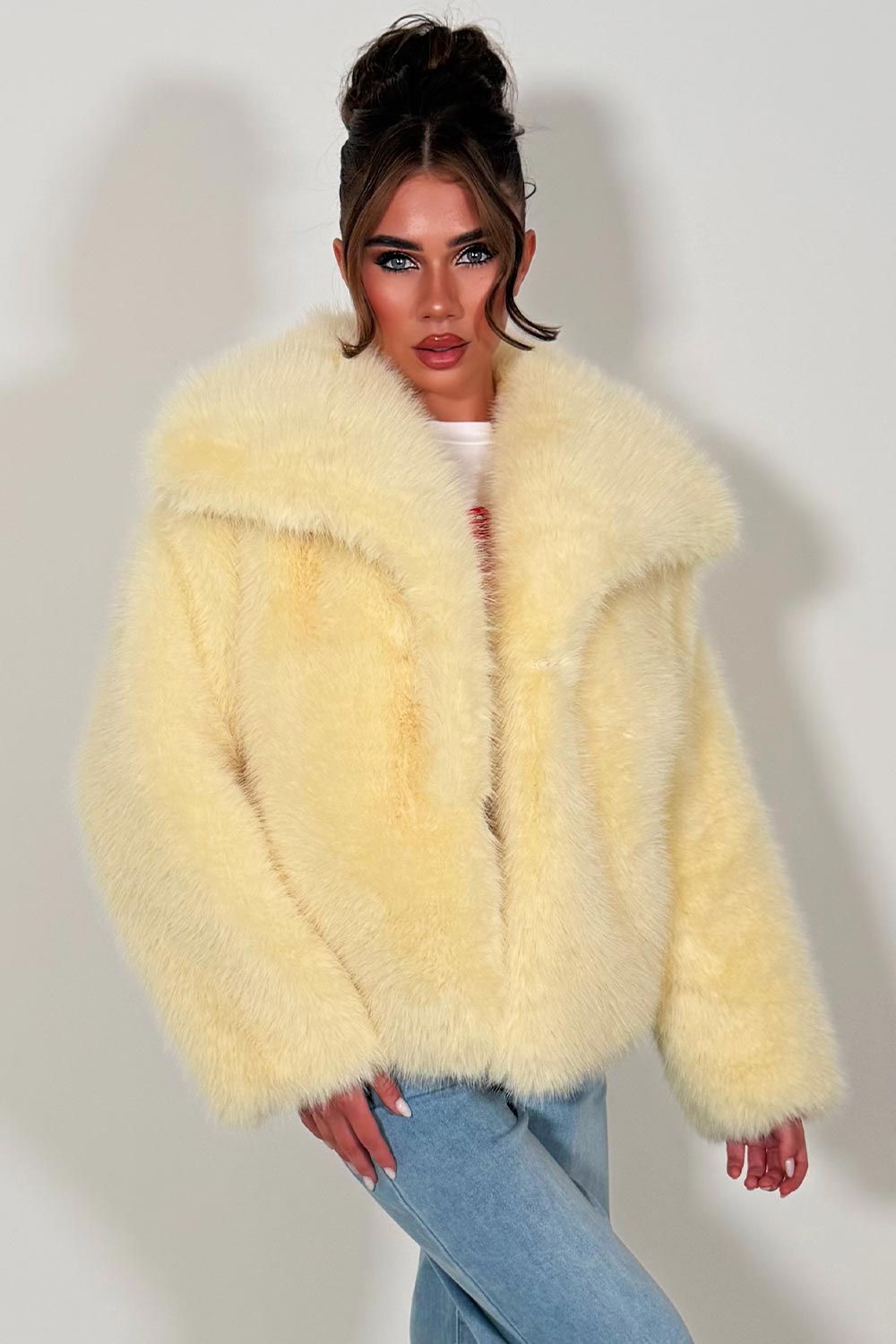 Faux Fur Jacket Baby Yellow