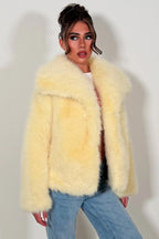 Faux Fur Jacket Baby Yellow