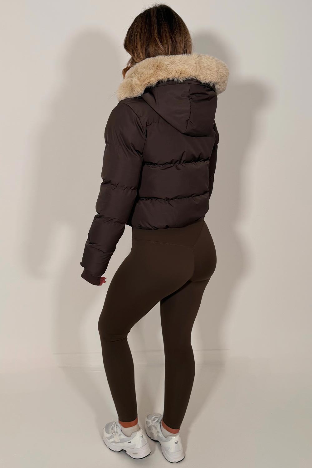Brown Puffer Jacket With Fur Hood
