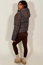 Hooded Puffer Jacket Brown