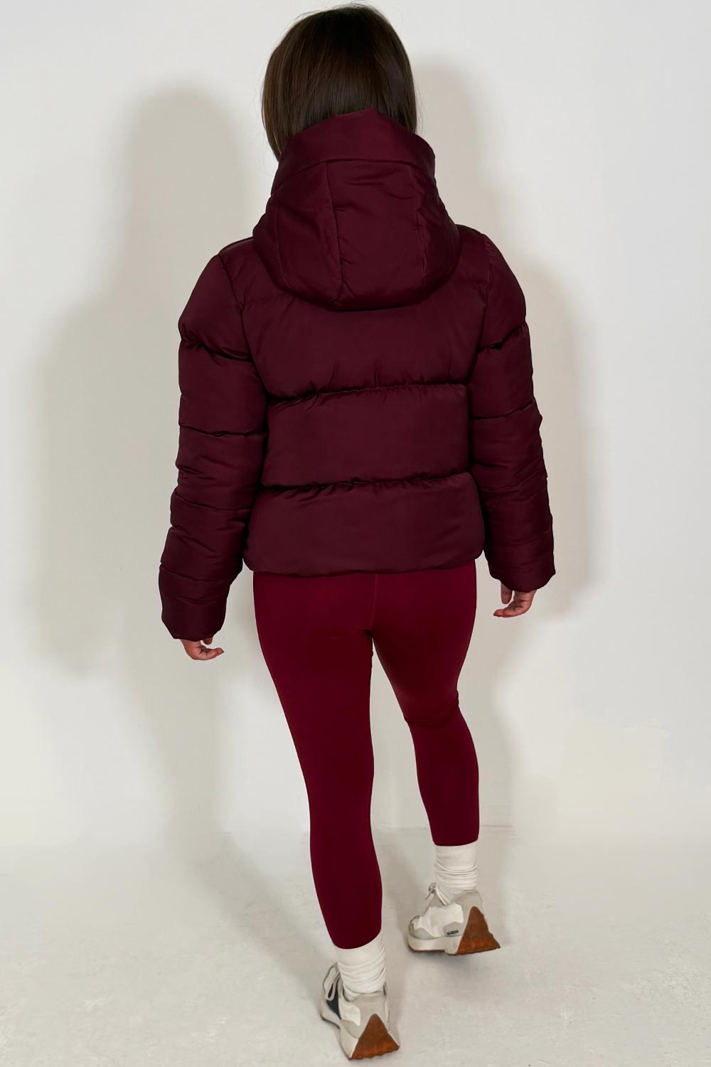 Hooded Puffer Jacket Burgundy