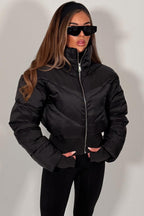 Black Cropped Puffer Jacket