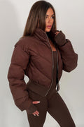 Cropped Puffer Jacket Brown