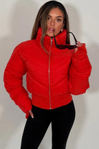 Cropped Puffer Jacket Red