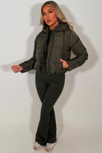 Hooded Puffer Jacket Khaki
