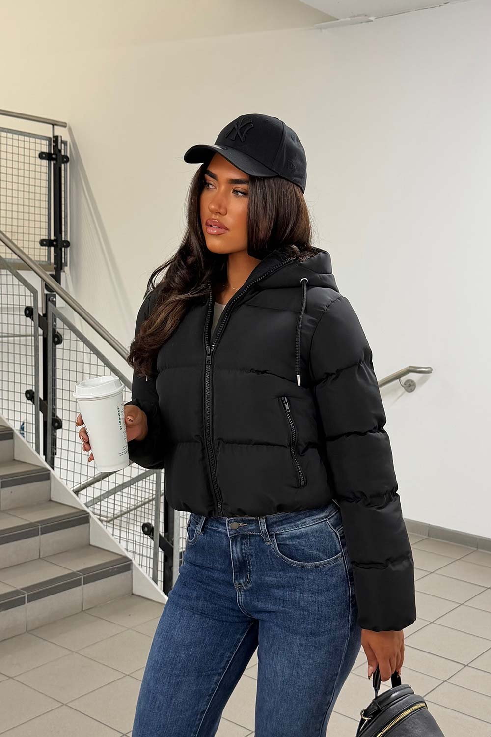 Hooded Puffer Jacket Black