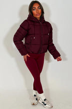 Hooded Puffer Jacket Burgundy