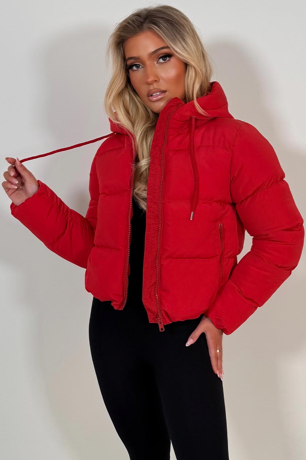 Hooded Puffer Jacket Red