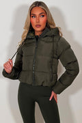 Hooded Puffer Jacket Khaki