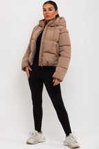 Hooded Puffer Jacket Beige