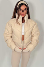 Cropped Puffer Jacket Beige