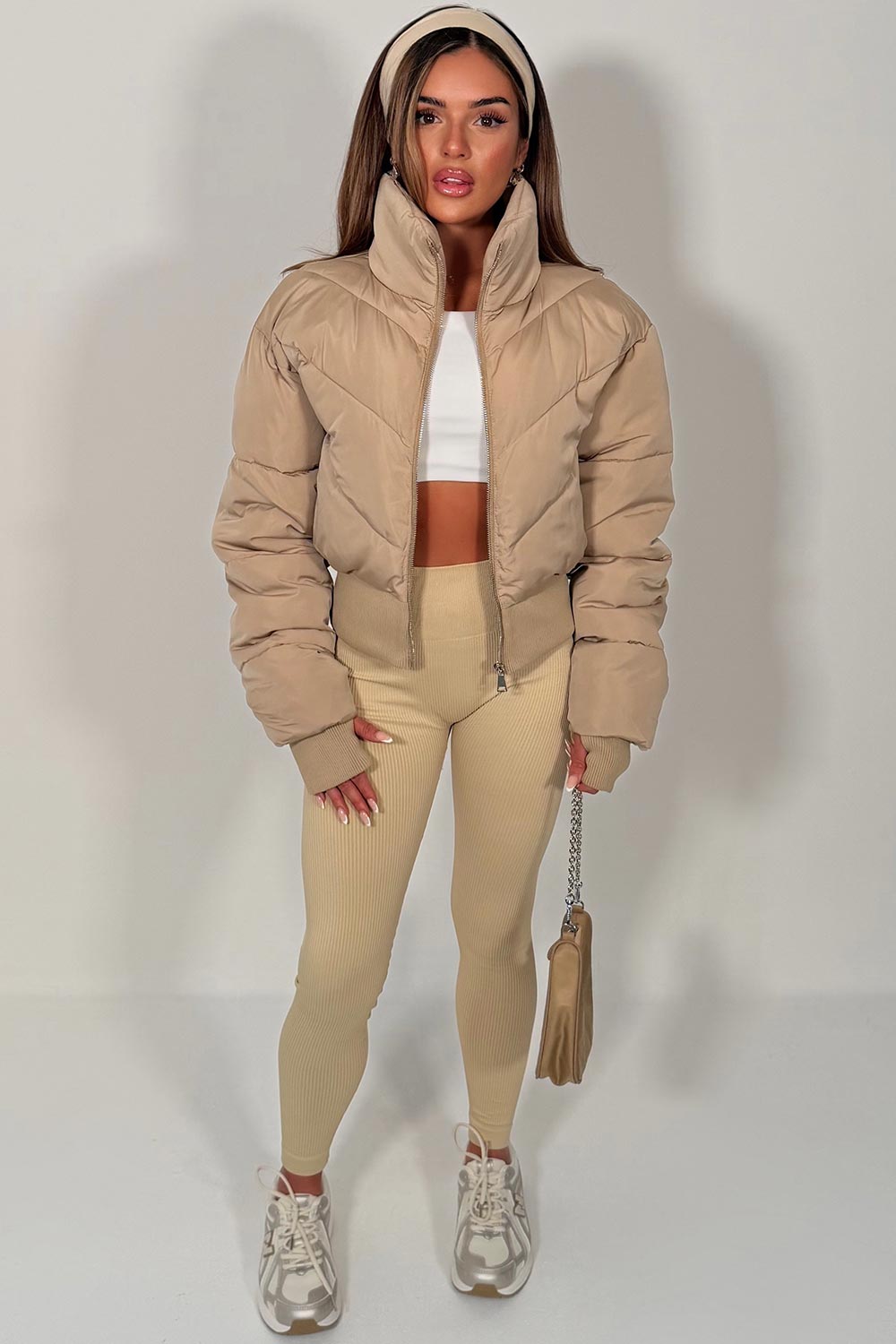 Cropped Puffer Jacket Mocha