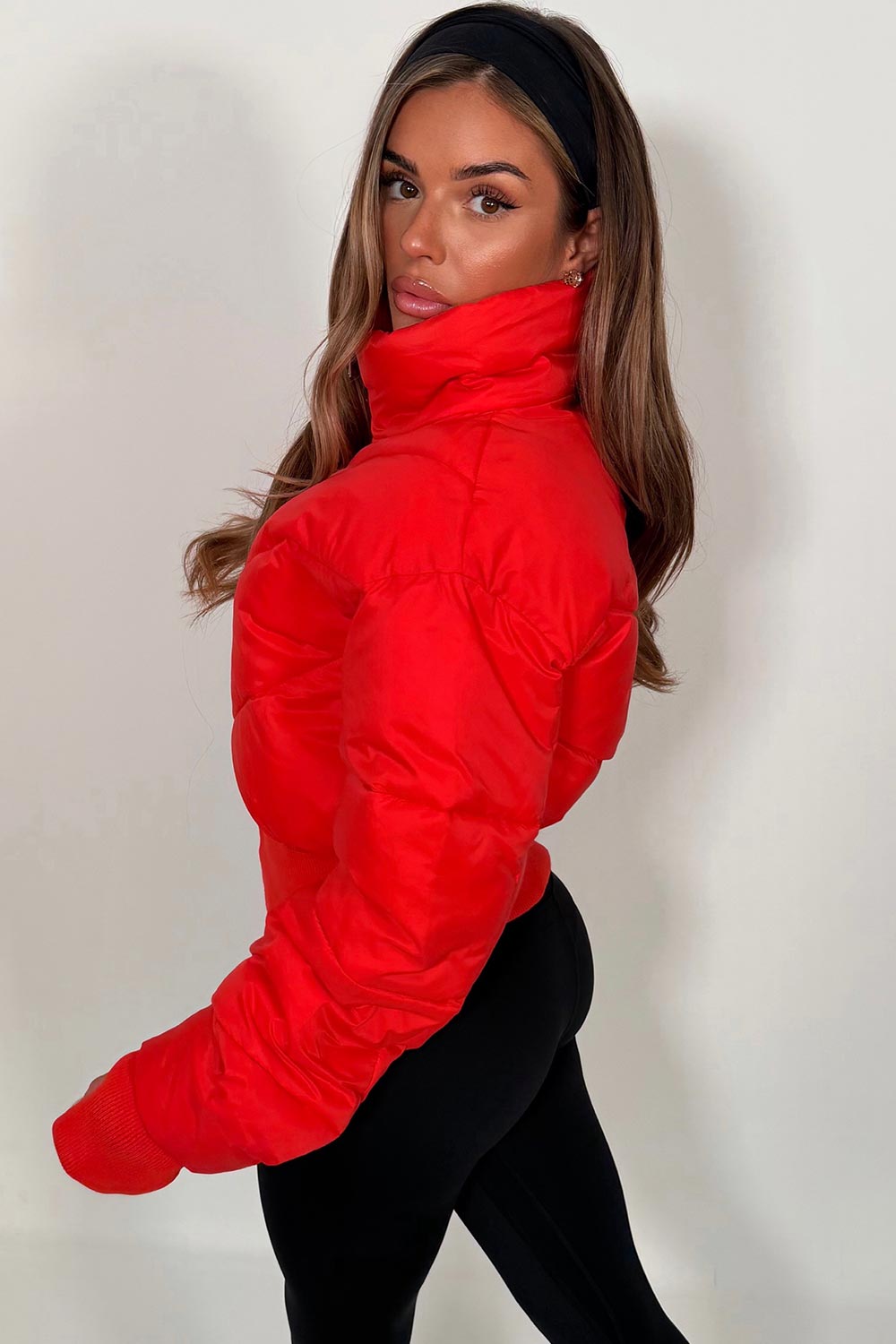 Cropped Puffer Jacket Red