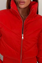 Cropped Puffer Jacket Red
