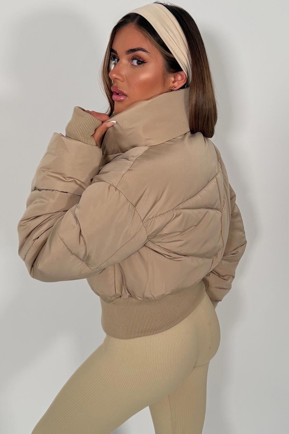 Cropped Puffer Jacket Mocha