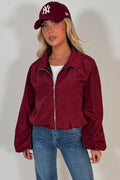 Burgundy Festival Jacket Funnel Neck Windbreaker