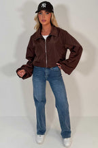 Brown Festival Jacket Funnel Neck Windbreaker