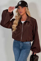 Brown Festival Jacket Funnel Neck Windbreaker