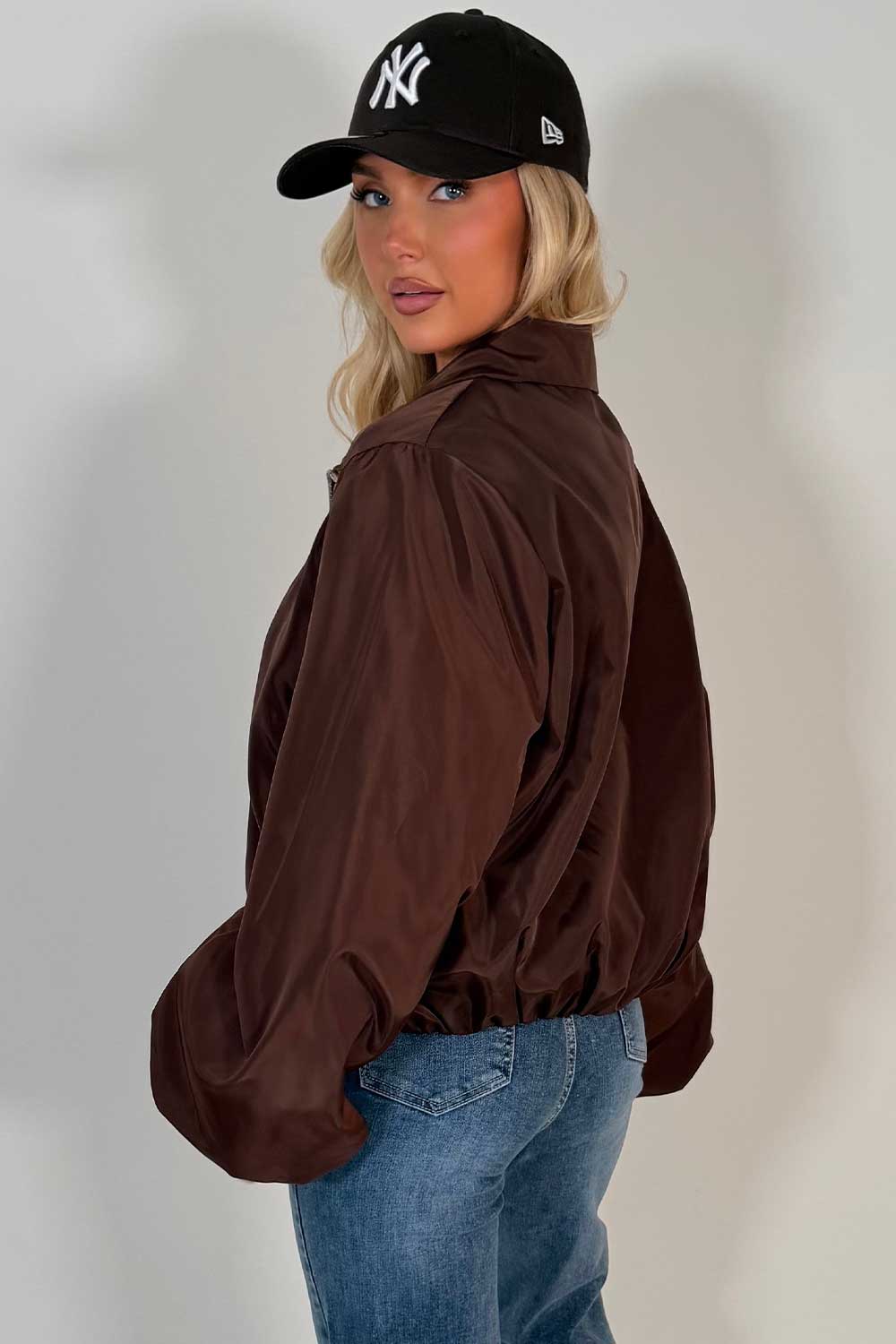 Brown Festival Jacket Funnel Neck Windbreaker
