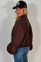Brown Festival Jacket Funnel Neck Windbreaker