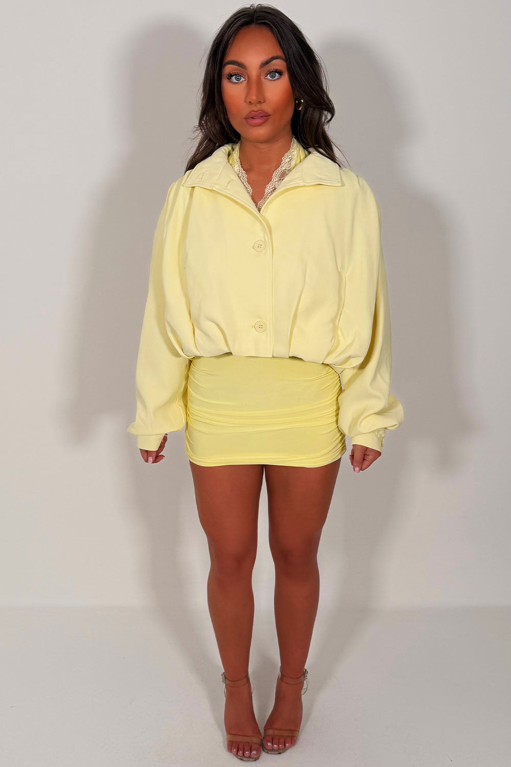 Bomber jacket With Funnel Neck Yellow