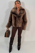 Faux Fur Coat Tan Colourway