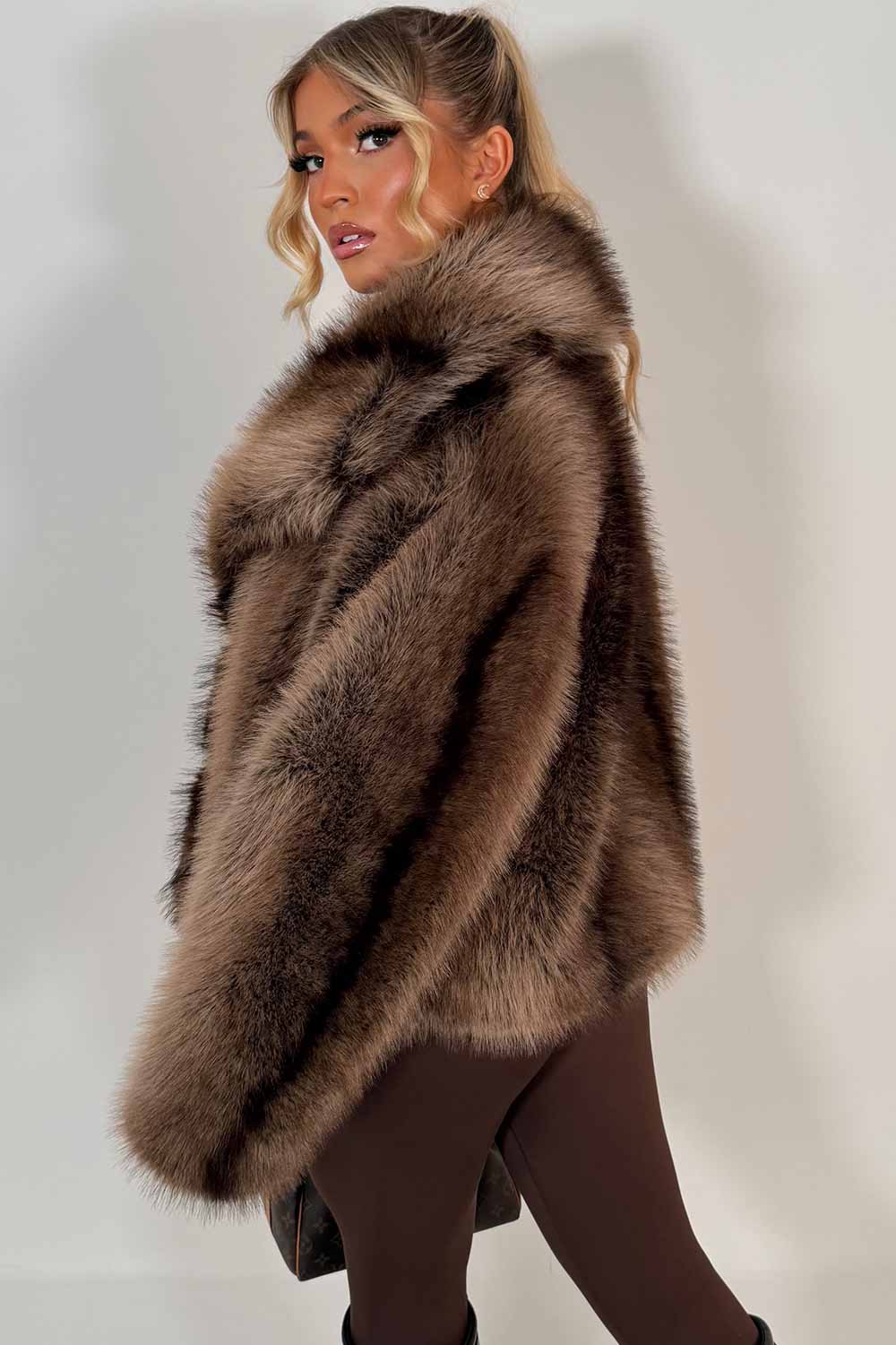 Faux Fur Coat Tan Colourway