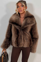 Faux Fur Coat Tan Colourway