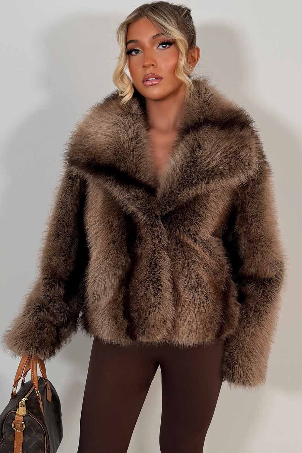 Faux Fur Coat Tan Colourway